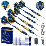 Professional Darts Set - Customizable Configuration 6 Steel Tip Darts 21g (2 Styles) | 18 Shafts (3 Styles) |8 Standard Flights (2 Styles)| 12 O-Rings | Darts Tool | Darts Sharpener | Case (C-Blue)
