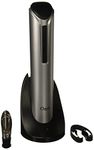 Ozeri Pro Electric Wine Opener with Wine Pourer, Stopper and Foil Cutter, in Silver