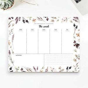 Bliss Collections Weekly Planner, Shade Garden, Undated Tear-Off Sheets Notepad Includes Calendar, Organizer, Scheduler for Goals, Tasks, Ideas, Notes and to Do Lists, 8.5"x11" (50 Sheets)