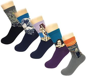 Wrapables Famous Painting Masterpiece Artwork Crew Socks (5 pairs), Collection 2, Fits Women's 9-11