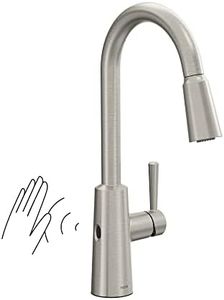 Moen Riley Spot Resist Stainless Hands-Free Touchless Sensor Single Handle Pull Down Kitchen Faucet, 7402EWSRS