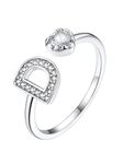 Suplight 925 Sterling Silver Heart Initial Rings for Women Teen Girls Capital Letter Initial Stackable Rings for Women Girls Alphabet D Letter Adjustable Heart Rings Rings Jewelry Gifts for Women