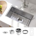 Unbermount Bar Sink, 18x10 Bar Sink,Nano-silver Single Bowl Stainless Steel Small Kitchen Sinks with Strainer & Bottom Grid