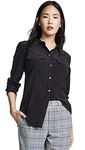Equipment Women's Slim Signature Silk Blouse, True Black, XX-Small