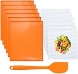 Aemygo 6 Pcs Silicone Dehydrator Sheets with Edge, Reusable Mesh Dehydrator Mats with Scraper, Non-Stick Fruit Leather Trays, Square Food Dryer Mat Dehydrator Sheets For Liquid Meat Vegetables Herbs