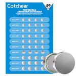 Cotchear 40pcs Alkaline Cell Batteries Assorted 1.5 Volt AG1/LR621 AG3/LR41 AG4/LR626 AG5/LR754 AG12/LR43 AG13/LR44 Coin Batteries Set 0% Mercury