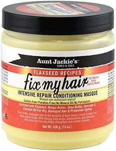 Aunt Jackie's Flaxseed Recipes Fix My Hair, Intensive Repair Conditioning Masque, Helps Prevent and Repair Damaged Hair, 15 Ounce jar