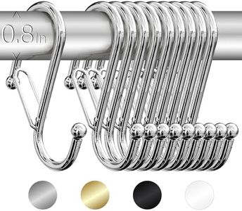 Blau Marité 10 Metalic S-Hooks with Anti-Fall System. Anti Drop S-Shaped Hook with Safety Buckle to Prevent Falls. Heavy Duty. (Silver, 3.25in Long (Diameter Rod<0.8in))