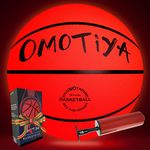 OMOTIYA LED Light Up Basketball – Glowing Basketball with Pump Batteries, Glow in The Dark Basketball, Official Size Night Ball for Indoor and Outdoor - Basketball for Teen Boy