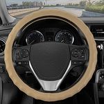 BDK Beige Leather Car Steering Whee