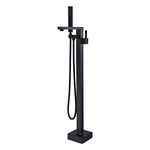 Artiqua Freestanding Bathtub Faucet Tub Filler Black Floor Mount Brass Bathroom Faucets Single Handle with Hand Shower