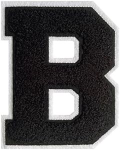 Varsity Letter Patches Black Chenille Letter Patches 4-1/2" Letterman Jacket Patches Iron on Letter Patches for Clothing (Black-B)