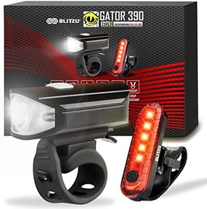 BLITZU Ultra Bright Type-C USB-C Rechargeable Bike Light Set, Bicycle Front Headlight and Back Taillight, Bicycle Accessories for Night Riding, Easy to Install for Men Women Kids Road Mountain Cycling