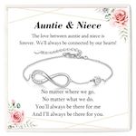 KORAS Auntie Niece Gifts, Sterling Silver Infinity Bracelet for Auntie Niece, Special Auntie Gifts for Niece Auntie on Birthday Christmas Graduation