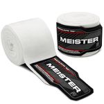 Meister Junior 108" Semi-Elastic Hand Wraps for MMA & Boxing (Pair) - White