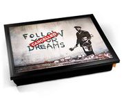 KICO Banksy Dreams Cancelled Cushioned Bean Bag Breakfast Bed Lap Tray Desk - Black Frame