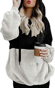 BTFBM Women Sherpa Pullover Quarter Zip Long Sleeve Fluffy Soft Fleece Jackets Sweaters Sweatshirts Hoodies Outwear Coat (Q_Black, Large)