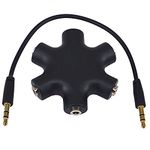 Boobrie 3.5mm 5-Way Multi Headphone Splitter Stereo Headphone Jack Multi Splitter Universal Adapter Audio Earphone Plug for Music Sharing Compatible with Mobile Phone/iPod/Laptop/PC/Mp3(Black)