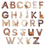 2 Sheet of Animal Alphabet Wall Decals, Bohemian 26 Letters Wall Decals Adhesive Large Alphabet Stickers ABC Wall Stickers Kids Learning Wall Stickers for Kid's Room, Nursery School, Classroom