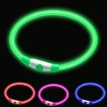 LED Dog Collar,Glow Light Collar for Dogs,Ultra Bright USB Rechargeable Cut to Fit Any Size - Rechargeable Battery - Increased Visibility & Safety For Your Pets(Green)