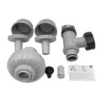 Intex 26005E Above Ground Swimming Pool Inlet Air Water Jet Part Kit with Plunger Valve, Strainer Connector, Jet Nozzle, Strainer Grid & More