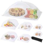 Wokuya Food Covers Food Tent for Outside Mesh to Keep Bugs away, Reusable Collapsible Food Nets including Carry Bag,Ideal for Picnic Party BBQ Wedding Fruit (7Mix Size)