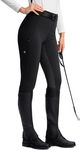 SANTINY Women's Horse Riding Pants Zipper Pockets Silicone Full-Seat Breeches Equestrian Schooling Tights for Women (Black_S)