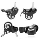 4PCS Heavy Duty Castor Wheels 2 Inch with Brake and Threaded Stem M8X25mm Swivel Trolley Furniture Caster Strong Hold 300KG