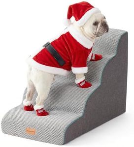 Gardner Pet Dog Stairs for Small Dogs 19.7" H, Curved 4-Step Pet Stairs, Dog Steps for High Bed (18-24 in), Couch with Durable Non-Slip Waterproof Fabric Cover and CertiPUR-US Certified Foam