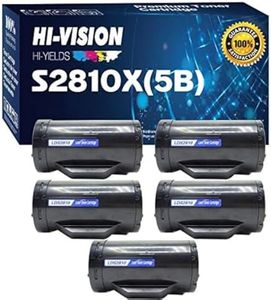 HI-Vision 5 Pack Compatible DELL S2810X High Yield (6,000 Pages, 593-BBMF) Black Toner Cartridge Replacement for H815dw / S2810dn / S2815dn Printers