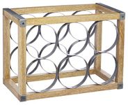 KitchenCraft Industrial Kitchen Vintage-Style 6-Bottle Metal / Wooden Wine Rack, 24.5 x 17.5 x 34 cm (9.5” x 7” x 13.5”)