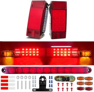Serlainxin Boat Trailer Lights Led Submersible Kit, Brightest 8x3inch Long Waterproof Trailer Lights Led Kit with 29Feet 4 Way Flat Wiring Harness