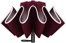 UVANTI Inverted Umbrella Windproof Travel Automatic Compact Folding Reverse Umbrellas with Teflon and Reflective Stripe