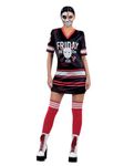 Smiffys Friday the 13th Ladies Costume, Printed Hockey Dress in Black, White, and Red, Officially Licensed, Quality Material, Perfect for Groups, Stag and Hen Nights, Halloween, and Themed Events