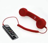 Drumstone 𝟏𝟓-𝐘𝐞𝐚𝐫 𝐖𝐚𝐫𝐫𝐚𝐧𝐭𝐲 Coco Phone Retro Mobile Handset Receiver | Radiation-Proof 3.5mm Plug for Smartphones | Stylish Maroon Color | Enhanced Call Quality & Classic Design