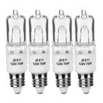 JD E11 120V 75 Watt Halogen Bulbs,Mini Candelabra Bulbs for House Lighting Fixtures,Ceiling Lamps,Table Lamps,Cabinet Lighting(4 Pack)