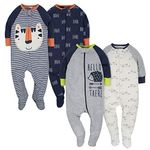 Gerber baby-boys 4 Pack Sleep 'N Play Footie, Tiger/Hedgehog, 3-6 Months