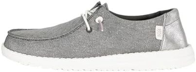 Hey Dude Wendy Metallic Sparkle Charcoal Size 7, Women’s Shoes, Women’s Slip-on Loafers, Comfortable & Light-Weight