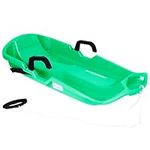 Slippery Racer Downhill Thunder Flexible Kids Toddler Plastic Toboggan Snow Sled with Built in Brake System, Pull Rope, and Handle Grips, Green