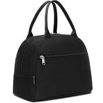 FlowFly Insulated Reusable Lunch Bag Adult Large Lunch Box Lunch Tote for Women and Men,With Front Pocket,Black