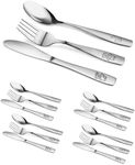 24 Piece Stainless Steel Kids Cutlery Child and Toddler Safe Flatware Kids Silverware Kids Utensil Set Includes 8 Knives 8 Forks 8 Spoons Total of 8 Place Settings Ideal for Home and Preschools