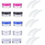 Empty Sample Pots, 10 Pcs Cosmetic Containers and 10 Pcs Makeup Spatulas, Empty Plastic Cosmetic Jars, Clear Travel Cosmetic Container, Mini Plastic Spatulas, for Face Creams, Sample, Make-Up