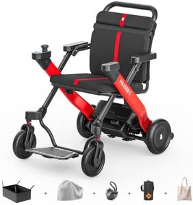 Paiseec 2-in-1 Electric Wheelchair for Adults & Seniors, Foldable Power Wheelchair Rollator Combo with Height-Adjustable Handle, Airline Approved, 18 Miles Long Range, Red, Right-Handed