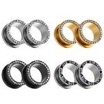 TBOSEN 8 PCS Ear Tunnels Plugs Gauges Stainless Steel Expander Stretcher Piercings