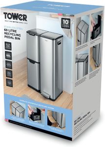 Tower Steel Pedal Bin – Silver Waste Bin