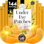 Live Wild Beauty PatchRx 24K Gold Under Eye Patches for Puffy Eyes and Dark Circles with Pure Collagen, Eye Gel Pad Masks for Reducing Eye Bags, Puffy Dark Circles, Wrinkles, and Fine Lines- 144 Pairs