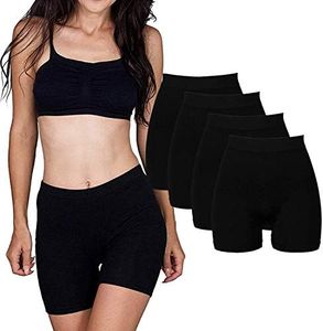 Emprella Slip Shorts for Under Dresses, 4 Pack Womens Seamless Bike Short (2XL, Black Pack)