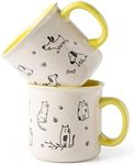 AmorArc 22 OZ Large Ceramic Coffee Mugs Set of 2, Oversized Mugs With Big Handle for Men Women Dad Mom, Big Mug With Textured Dogs Cats Patterns for Office & Home -Microwave Safe, 2 Pcs