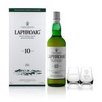 Laphroaig 10 Years Old Double Glass Gift Pack | Scotch | Islay | Single Malt Peated Whisky | Smoky, Salty and Sweet | Gift Box with Two Glasses | 40% ABV | 70cl