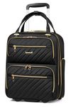 LUGGEX Underseat Carry On Luggage with Wheels, 16 Inch Softside Underseat Luggage, Lightweight Small Suitcase for Travel Business (Black)